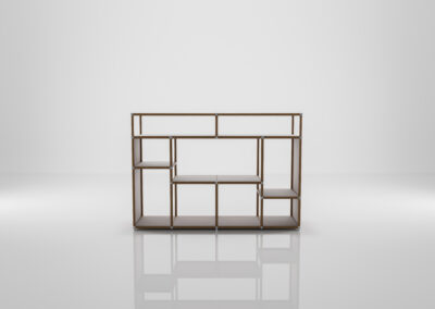 Nr. 1 einer 3D-Produktvisualisierung des modularen Möbelsystems – Beispiel-Konfiguration eines Regals