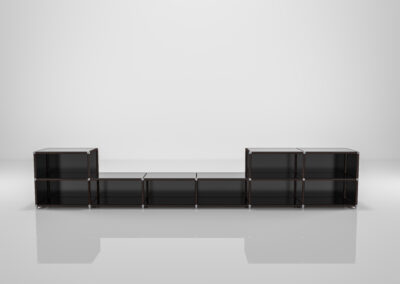 Nr. 3 einer 3D-Produktvisualisierung des modularen Möbelsystems – Beispiel-Konfiguration eines Regals