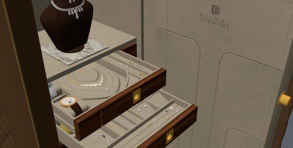 Screenshot aus dem 3D-Programm mit Materialfarben - aber noch vor dem finalen Rendering