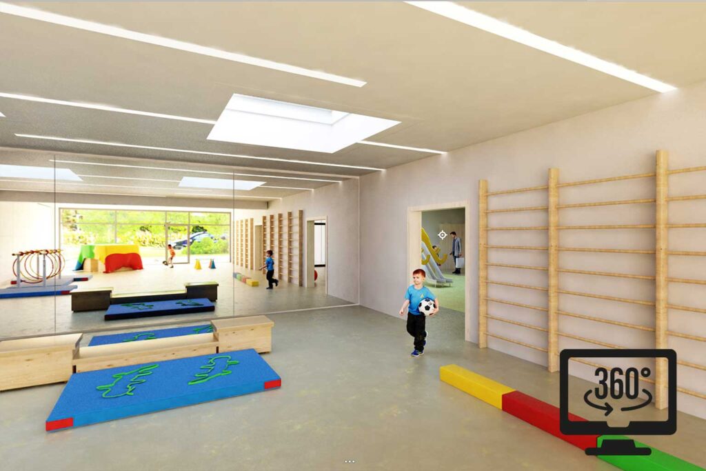 3D-Visualisierung-Thumbnail (360°-Grad-Panorama): Kindergarten-Turnbereich