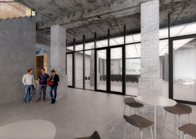 3D-Interior-Architektur-Visualisierung eines Museums-Vorraums