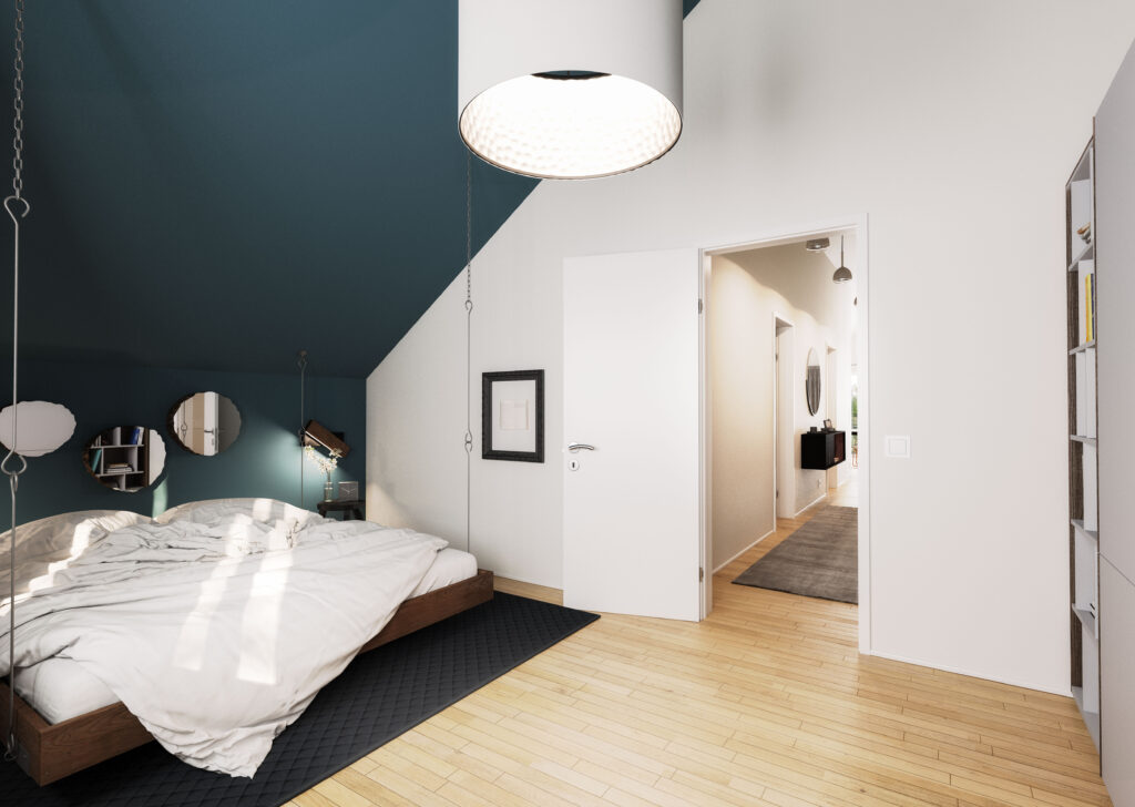 3D-Interior-Architektur-Visualisierung eines Schlafzimmers