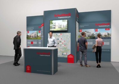 Messestand 3D Visualisierung eines kleinen Messestands für Immobilien