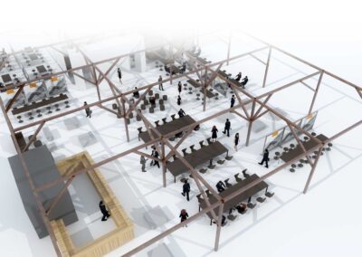 Messestand 3D Visualisierung eines großen Gemeinschafts-Messestands